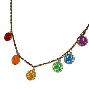 Rainbow smiley face 18 gold plated chain